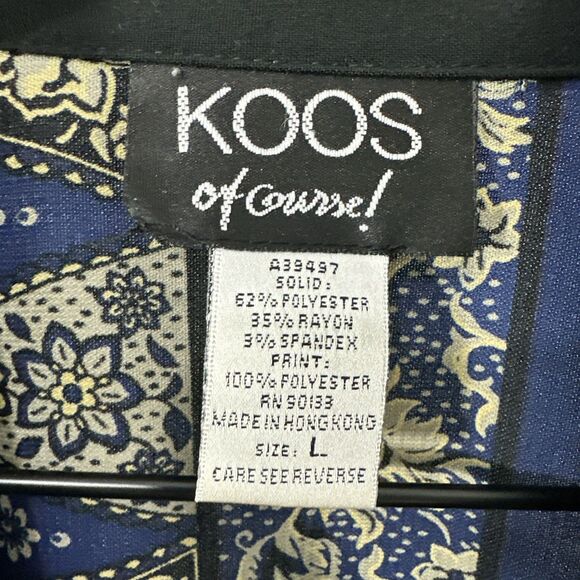 Koos Of Course Mixed Pattern Blue Black Button Up Shirt Womens Size L Lagenlook - Picture 3 of 12
